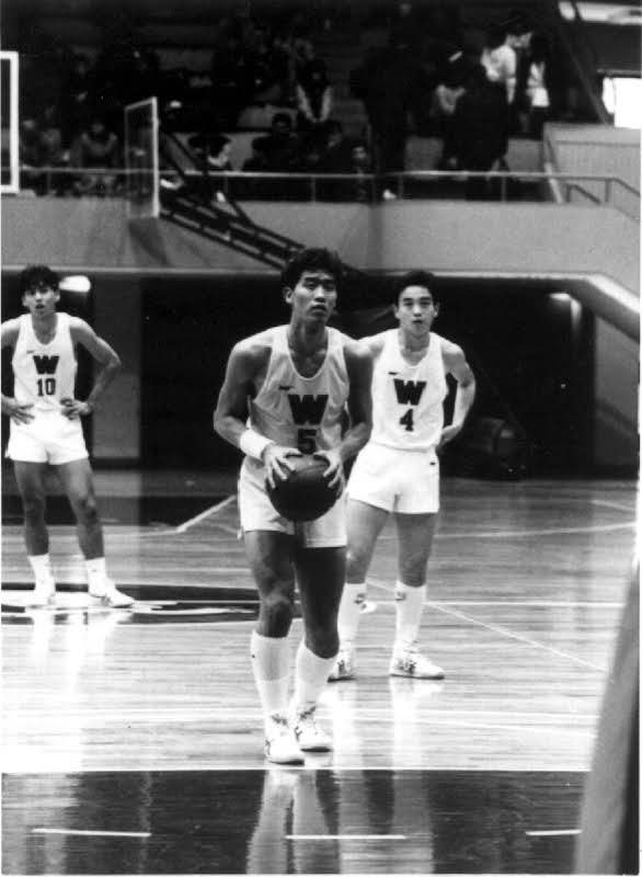 三木晋吉 早稲田大学バスケットボール部 背番号5（大学4年時・1986年）